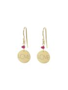 Perle De Lune Love Medal Earrings - Pink Garnet