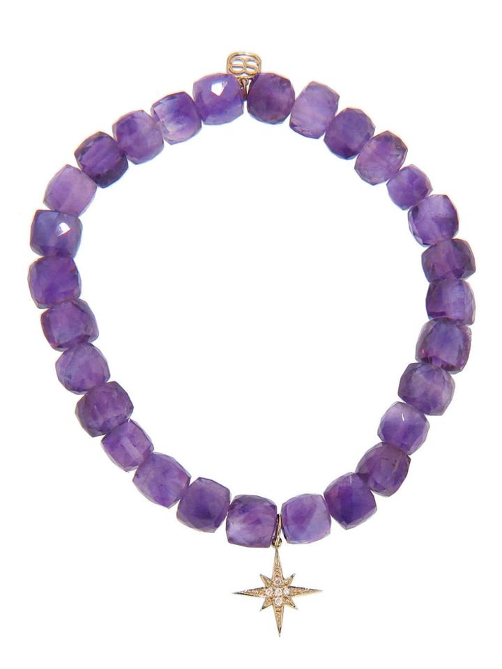 Sydney Evan Amethyst And Mini Starburst Bracelet - Yellow Gold