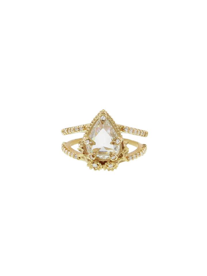 Megan Thorne Pear Diamond Leaf Prong Ring