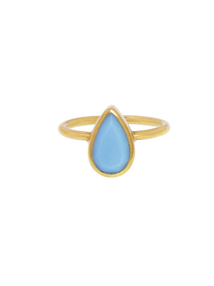 Annette Ferdinandsen Pear Shaped Blue Opal Ring - Yellow Gold