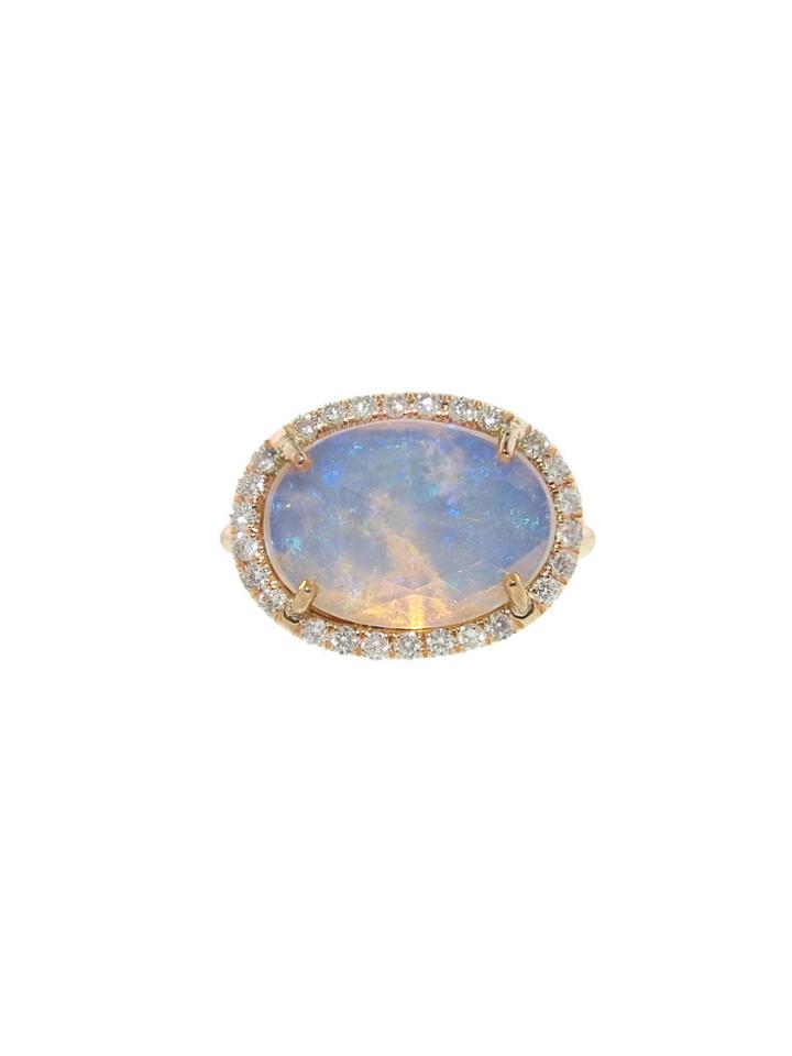 Irene Neuwirth Faceted Crystal Opal Ring With Diamonds - Rose Gold