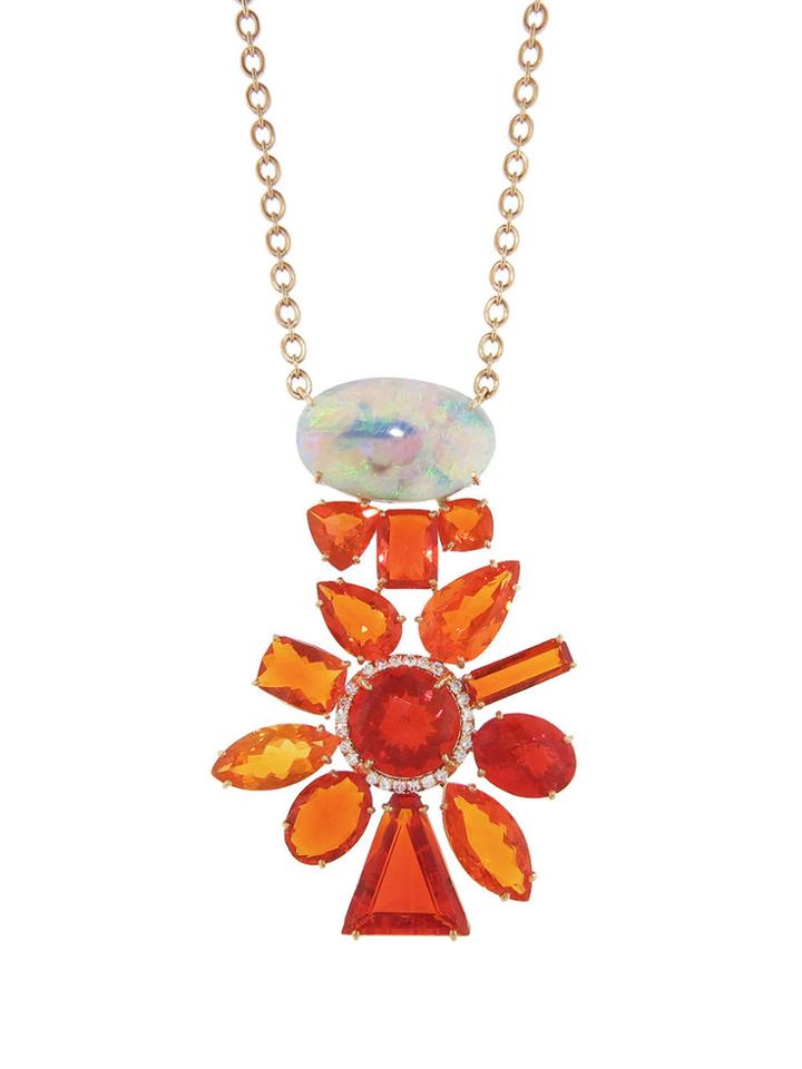Irene Neuwirth Lightning Ridge, Fire Opal And Diamond Necklace