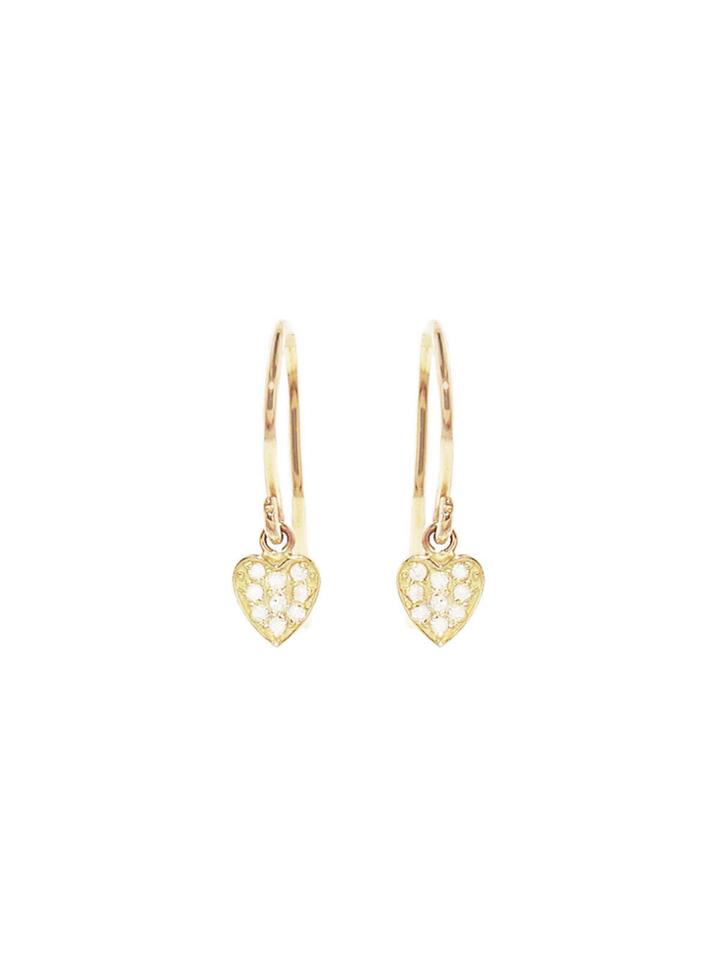 Jennifer Meyer Mini Diamond Heart Drop Earrings