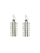Ten Thousand Things Extra Long Studded White Pearl Square Chain Earrings