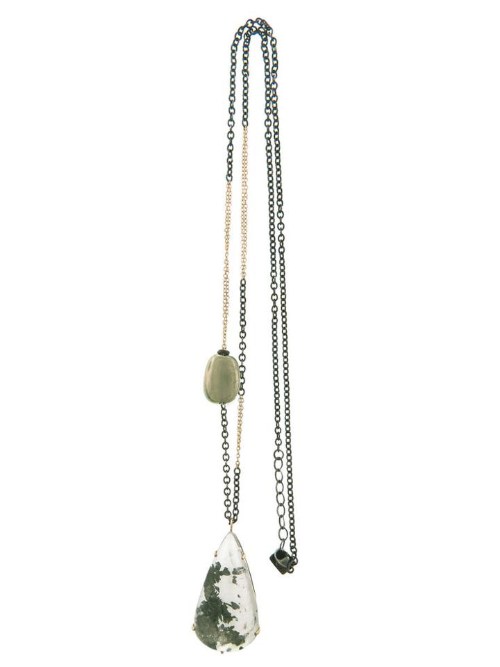 Jamie Joseph Large Pyrite In Quartz Teardrop Pendant Necklace