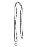 Andrea Fohrman Black Spinel Beaded Necklace With Half Moon Pendant