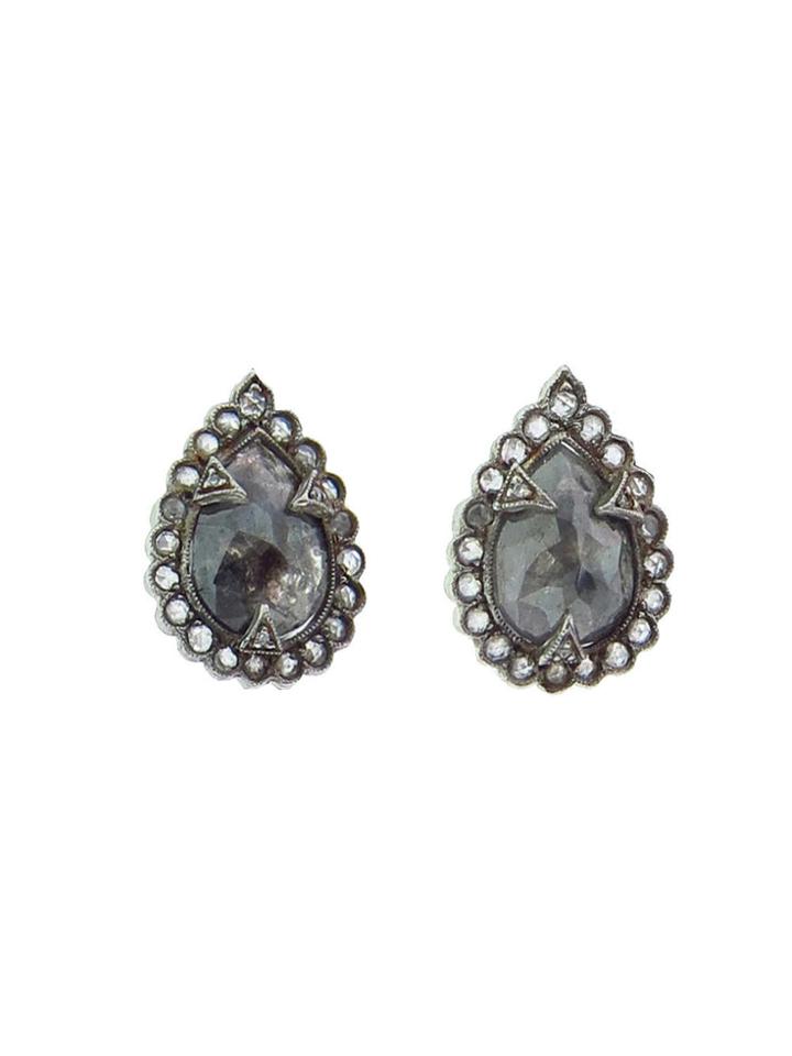 Cathy Waterman Unique Rustic Diamond Pear Studs
