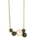 Mociun Moonstone And Black Diamond Cluster Necklace