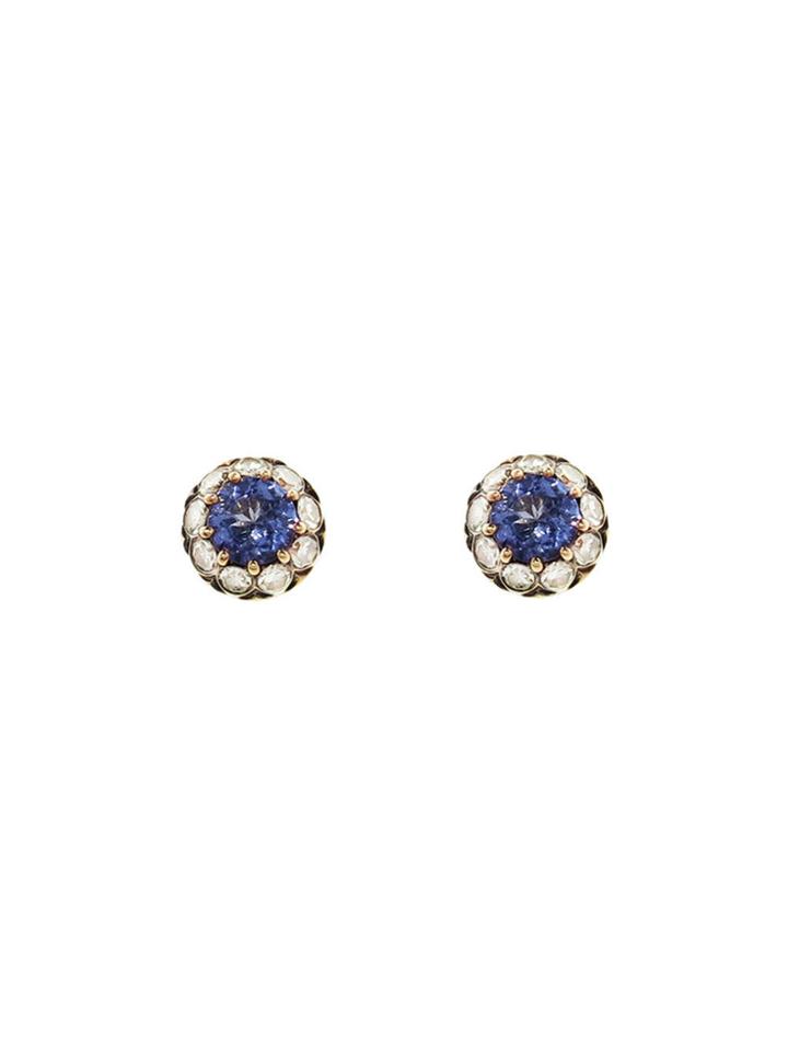 Ylang 23 Rounded Diamond And Tanzanite Stud Earrings