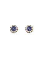 Ylang 23 Rounded Diamond And Tanzanite Stud Earrings