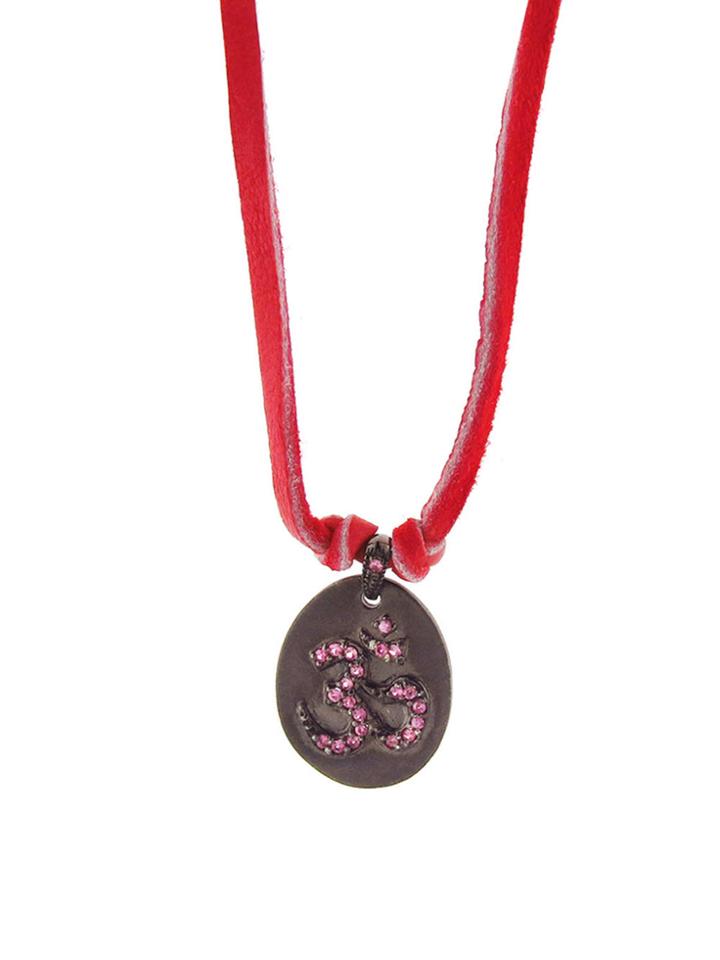 Catherine Michiels Oval Pink Sapphire Om Charm - Oxidized Sterling