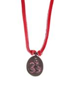 Catherine Michiels Oval Pink Sapphire Om Charm - Oxidized Sterling