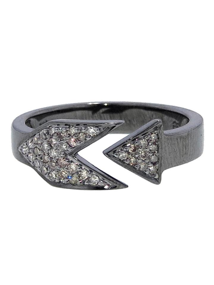 Sydney Evan Blackened White Gold Arrow Ring With Diamonds