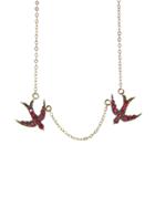 Blackbird And The Snow Unique Double Bird Ruby Necklace