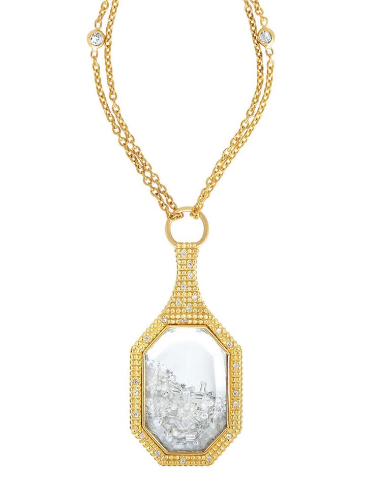Ylang 23 White Sapphire And Floating Diamond Necklace - Gold