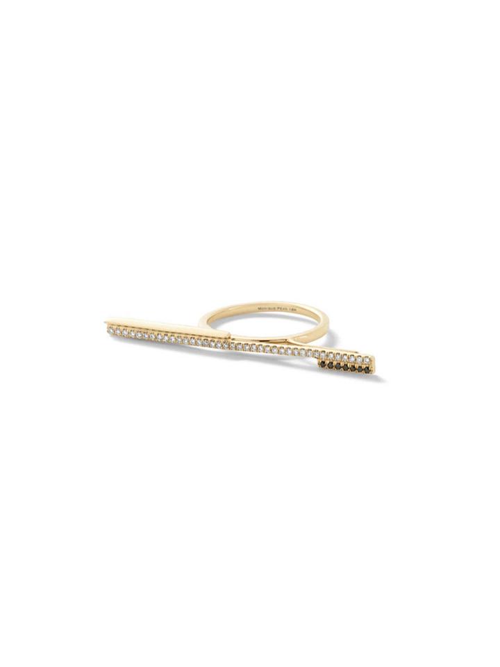 Monique Péan White And Black Diamond Blueprint Bar Ring