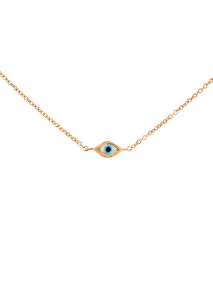 Sydney Evan Mini Enamel Evil Eye Necklace In Rose Gold