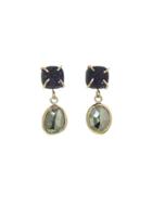Melissa Joy Manning Black Druzy And Pyrite Two Drop Earring
