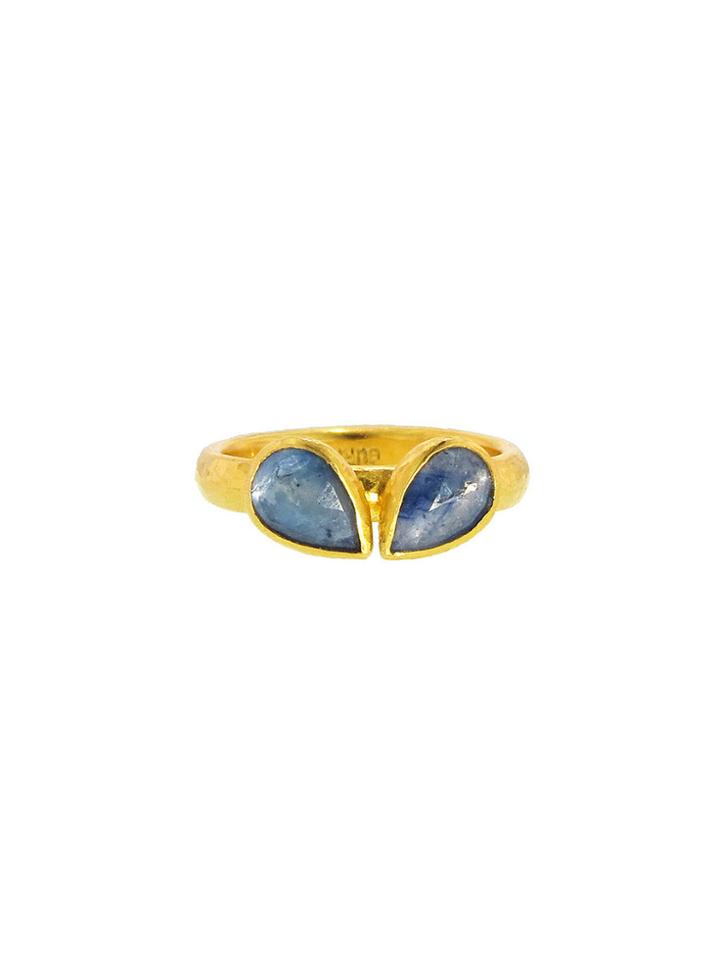 Gurhan Unique Double Pale Blue Sapphire Stacking Ring - 24 Karat Yellow Gold