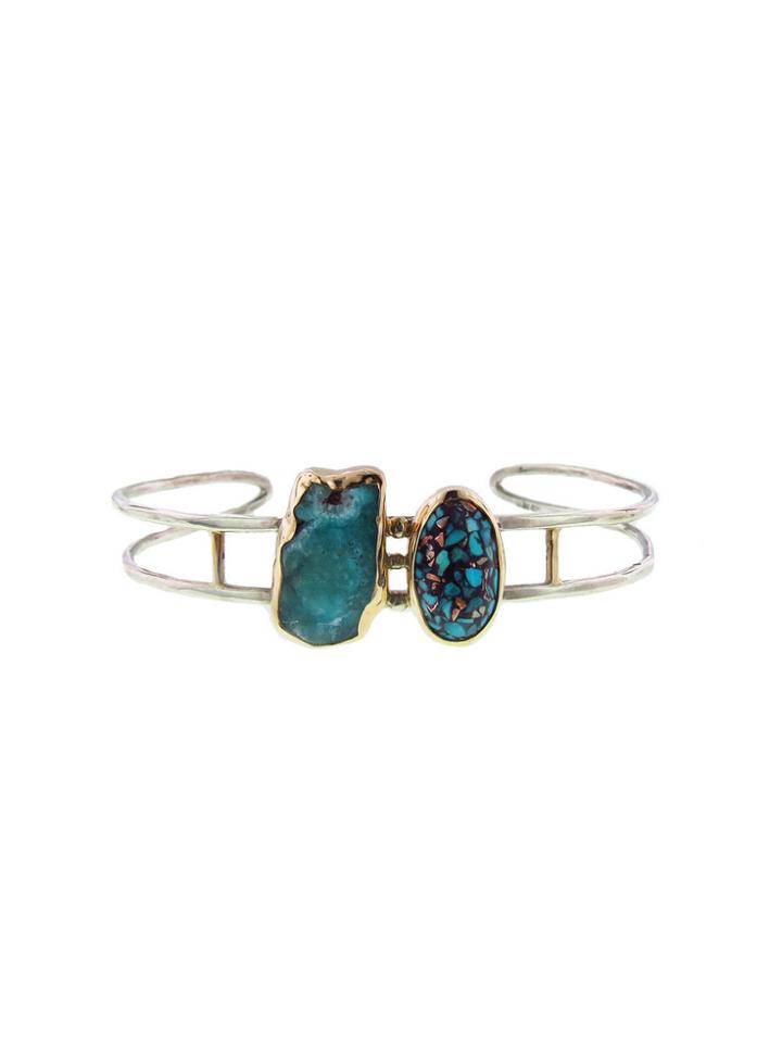 Melissa Joy Manning Raw Hemimorphite And Arizona Bisbee Turquoise Cuff