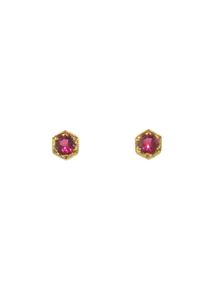 Cathy Waterman Tiny Hexagonal Ruby Studs