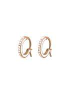 Ylang 23 Skinny Deco Mini Hoops - Rose And White Enamel