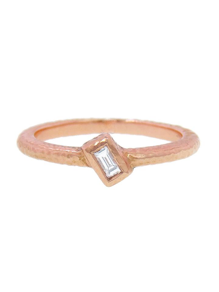 Nak Armstrong Tilted Diamond Ring - Rose Gold