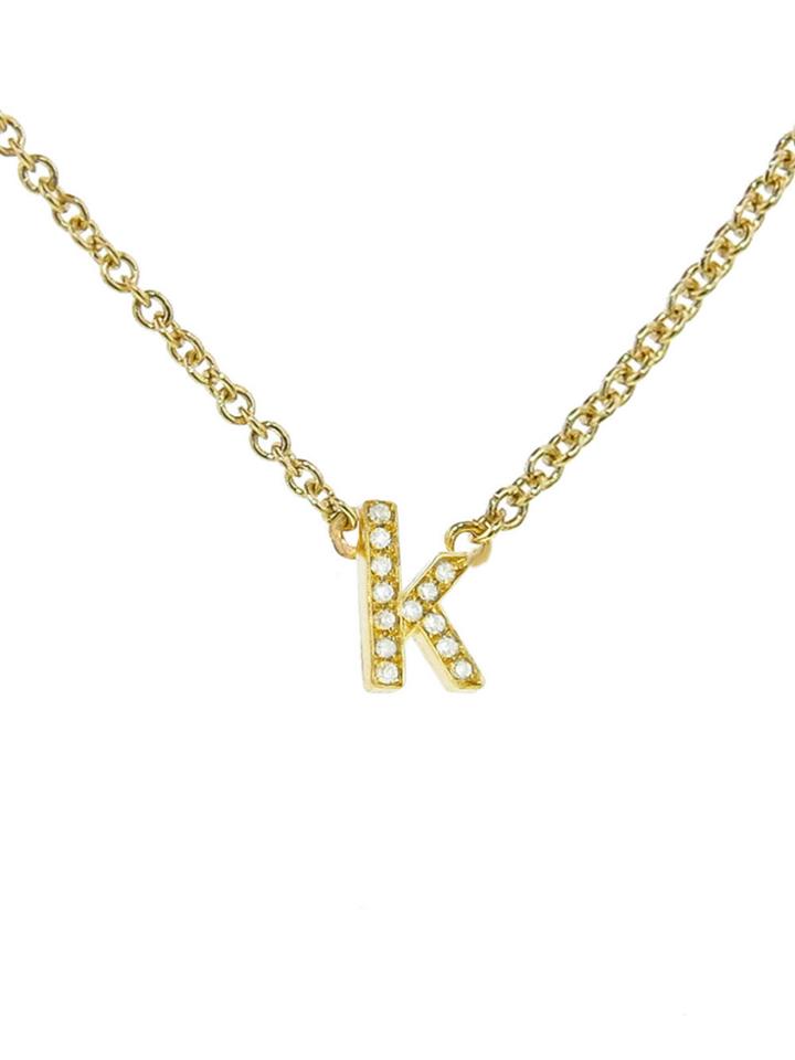 Jennifer Meyer Lowercase Diamond Initial Necklace - K - Yellow Gold