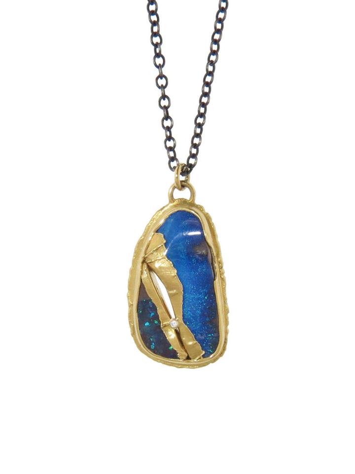Jamie Joseph Asymmetrical Australian Boulder Opal Joinery Necklace