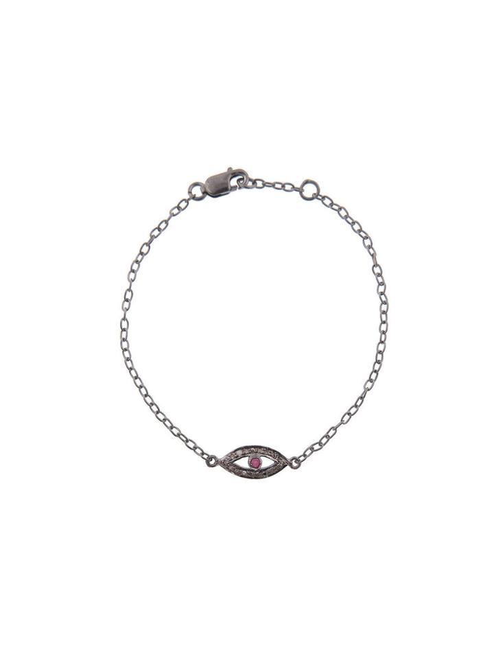 Ylang 23 Diamond And Ruby Evil Eye Bracelet - Oxidized Sterling Silver