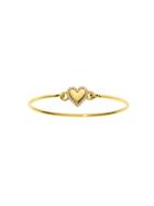 Jemma Wynne Personalized Heart Bangle With Diamond Border - Yellow Gold