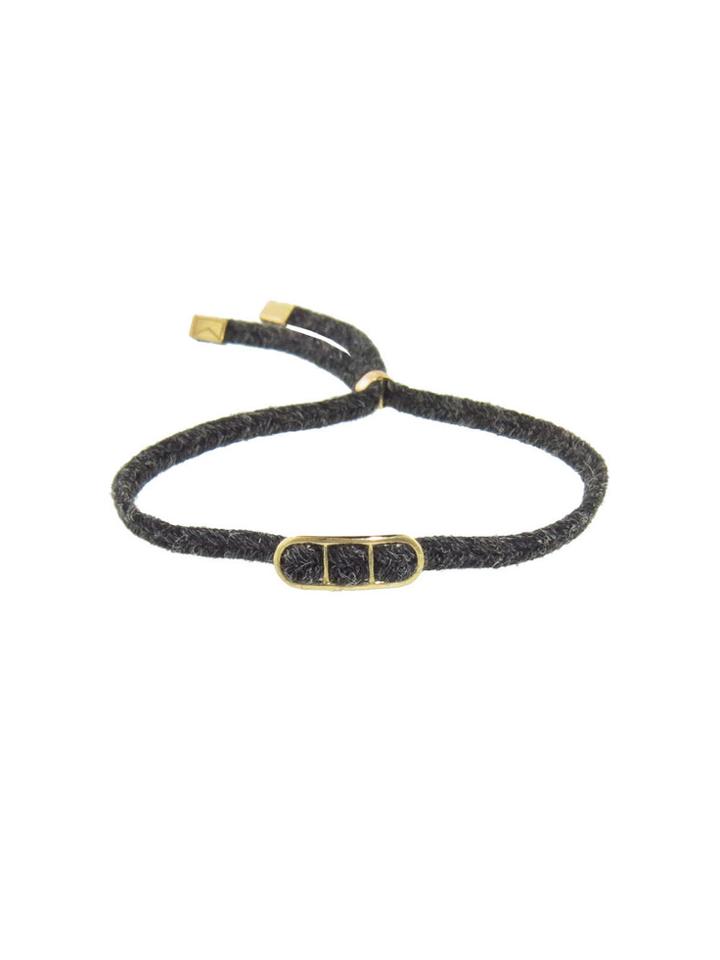 Yannis Sergakis Black Cord Bracelet With Gold Embellishment