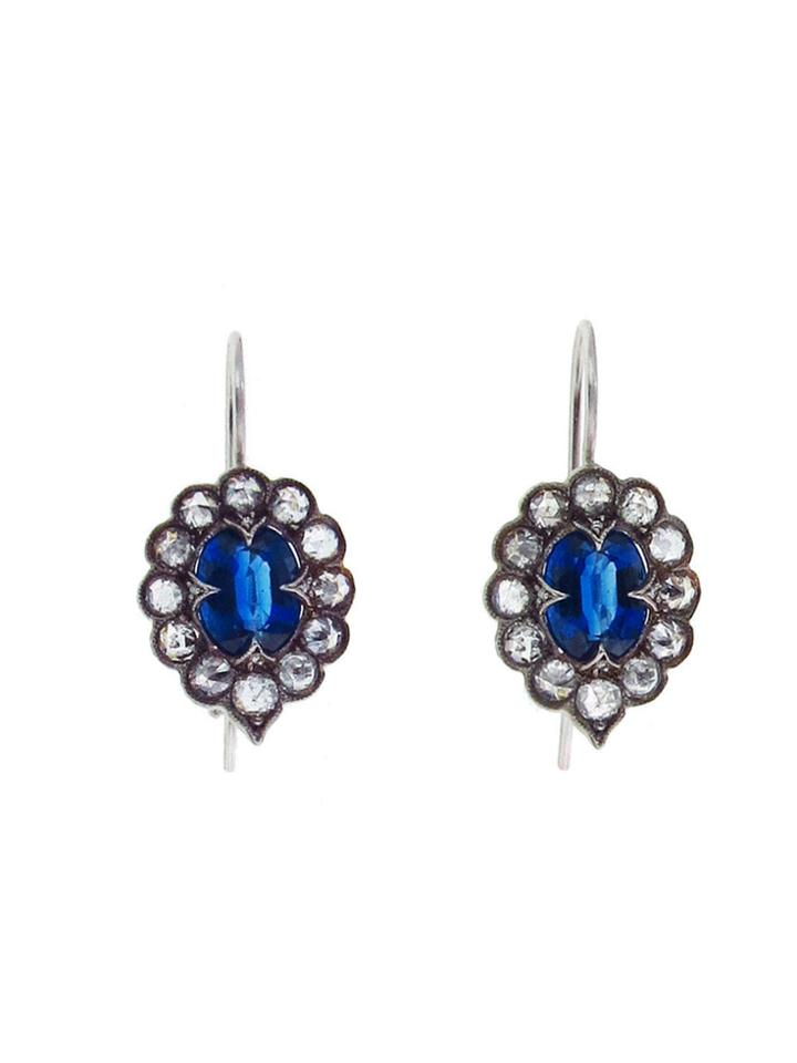 Cathy Waterman Kyanite Scalloped Frame Earrings With Diamonds