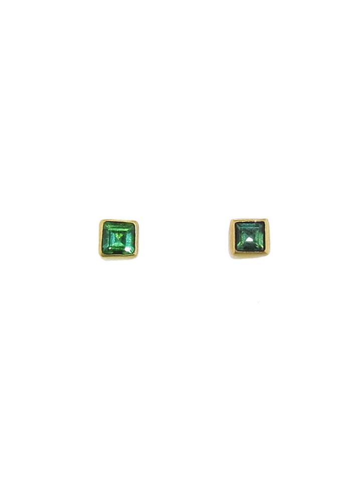 Annette Ferdinandsen Afghan Green Tourmaline Square Studs