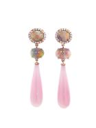 Irene Neuwirth Oval Lightning Ridge And Pink Opal Drop Earrings - Rose Gold