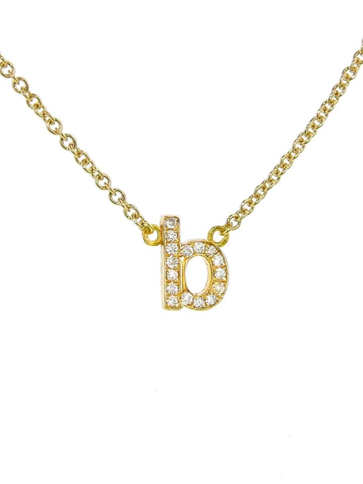 Jennifer Meyer Lowercase Diamond Initial Necklace - B - Yellow Gold
