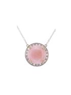 Andrea Fohrman Pink Opal Kat Pendant With Ice Diamonds In White Gold