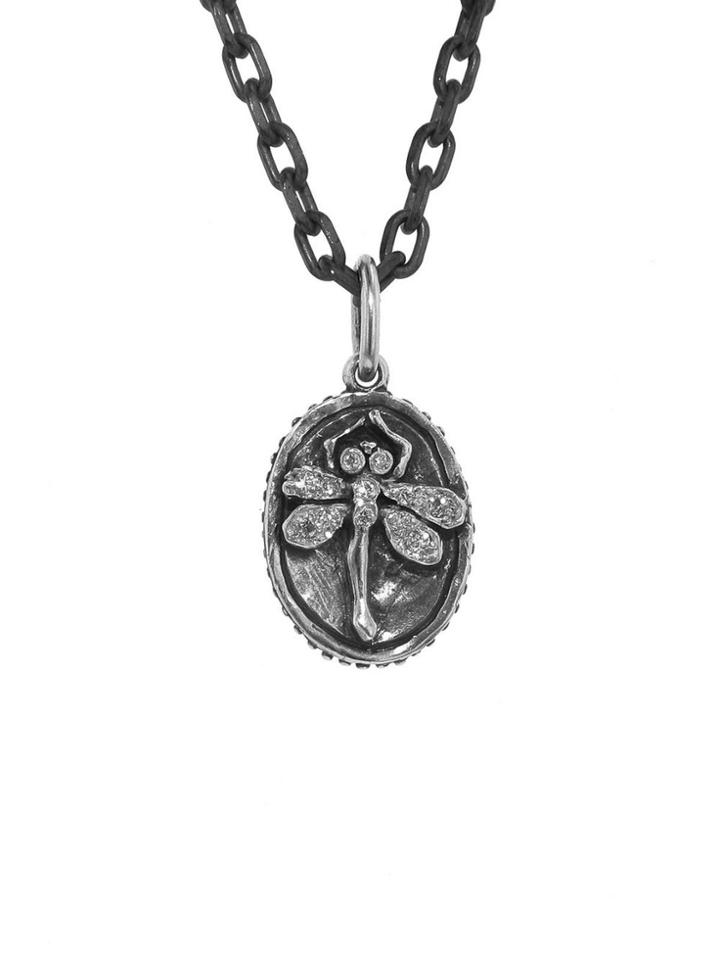 Erica Molinari Diamond Dragonfly And Cross Charm - Sterling Silver