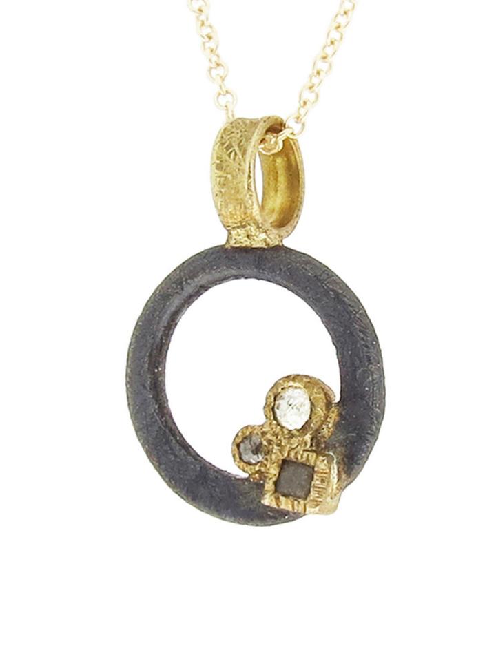 Todd Reed Ylang23 Exclusive Diamond Charm Necklace In Oxidized Sterling Silver And Yellow Gold