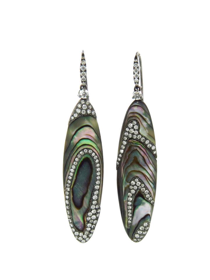 Arunashi Abaone Inlay Earrings With Diamonds