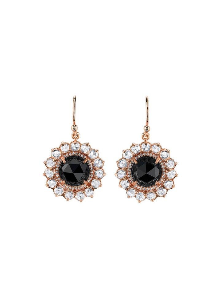 Irene Neuwirth Rose Cut Black Onyx Earrings With Rose Cut Diamonds