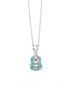 Elisa Solomon Silver Guitar Necklace With Turquoise Cabochons