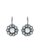 Cathy Waterman Handmade Rainbow Moonstone And Aqua Lace Edge Earrings