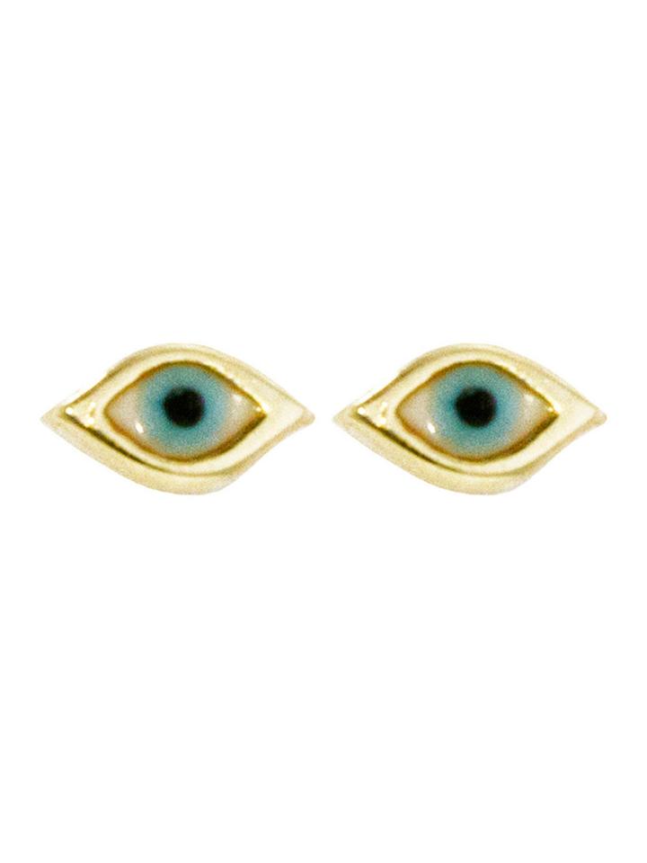 Sydney Evan Mini Enamel Evil Eye Stud Earrings In Yellow Gold