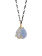 Jamie Joseph Blue Chalcedony Twin Teardrop Locket Necklace