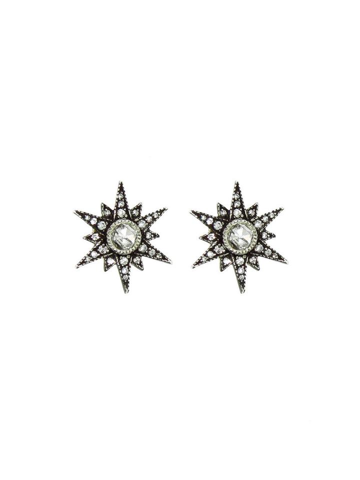 Arman Rose Cut Diamond Star Stud Earrings