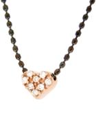 Sydney Evan Tiny Rose Gold And Diamond Heart On A Blackened Gold Bead Chain