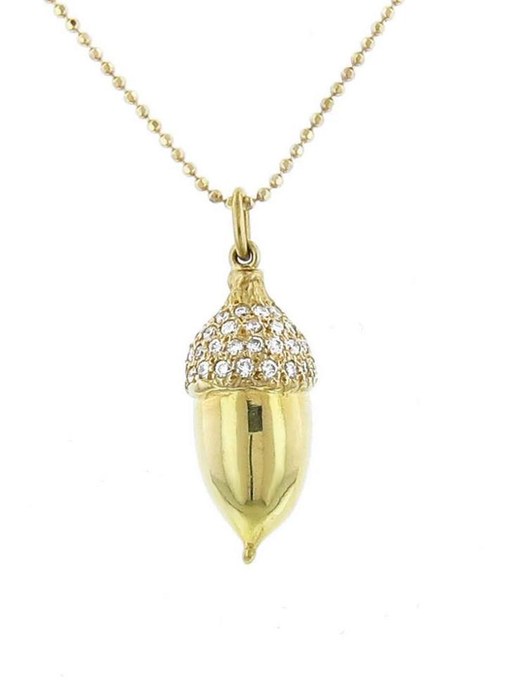 Jennifer Meyer Diamond Acorn Pendant - Yellow Gold