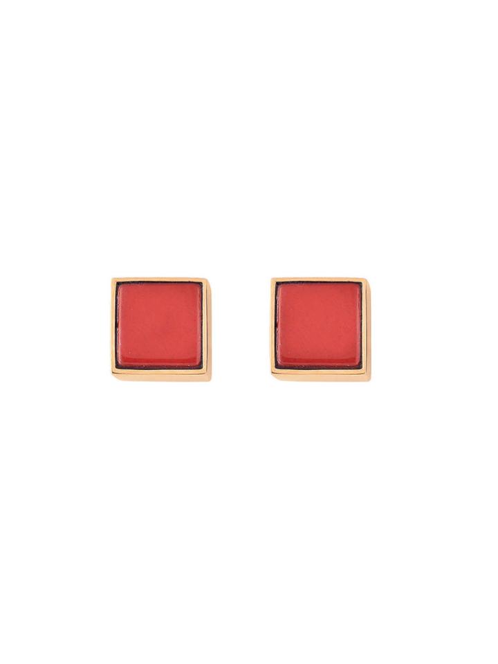 Ginette Ny Ever Red Jasper Square Studs