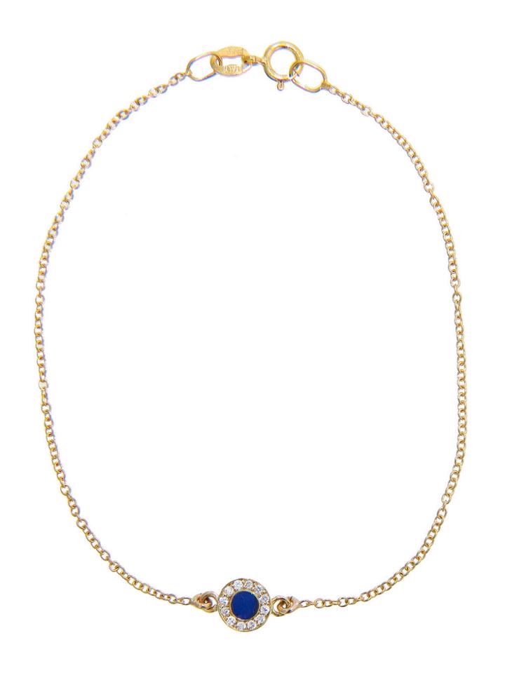Jennifer Meyer Diamond Lapis Inlay Circle Bracelet - Yellow Gold